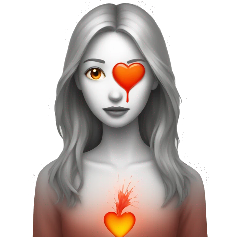bleeding red heart glowing red-orange emoji