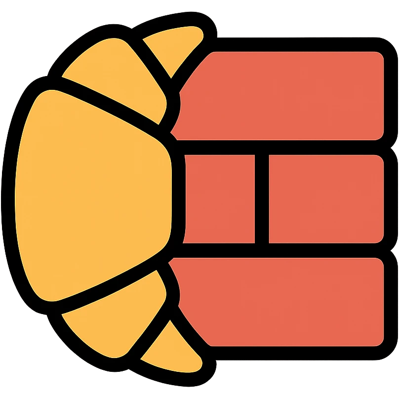 croissant merged into a brick, color outline icon style emoji