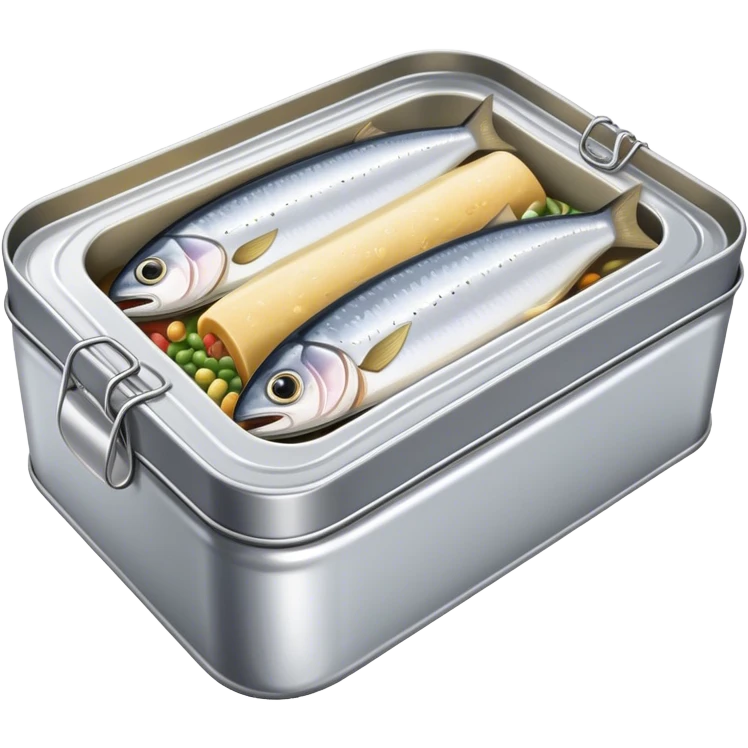 Small Tin rectangle sardine can opened  emoji