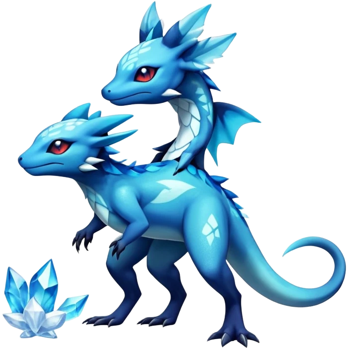 Colorful Dark Shiny Exotic Salandit-Aurorus-Glaceon-Fakémon-hybrid-creature (full body)  emoji