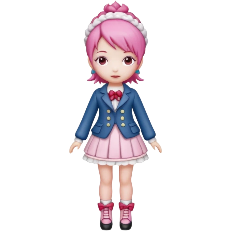 Isolated detaile illustration of the most modern raspberry torte doll figurine full body with pink hair emoji