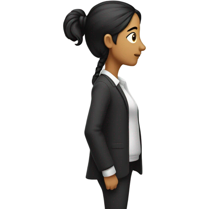 long nose, looking to the side, With black hair in a ponytail emoji