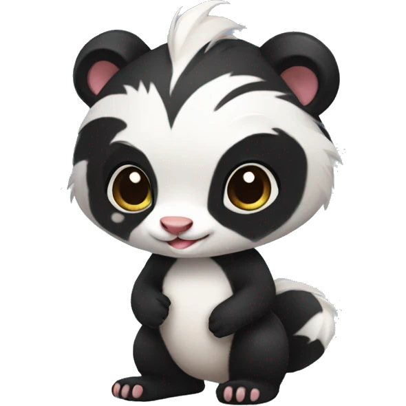 Cute skunk-panda-ferret-hybrid full body emoji