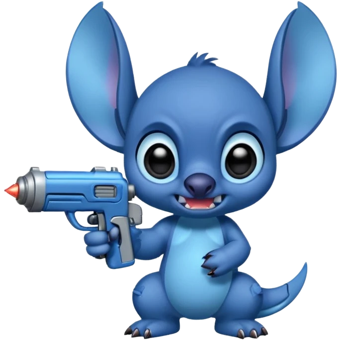 Disney stitch hold a Rp gun emoji
