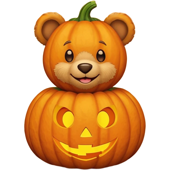 Teddy bear sitting in a pumpkin emoji