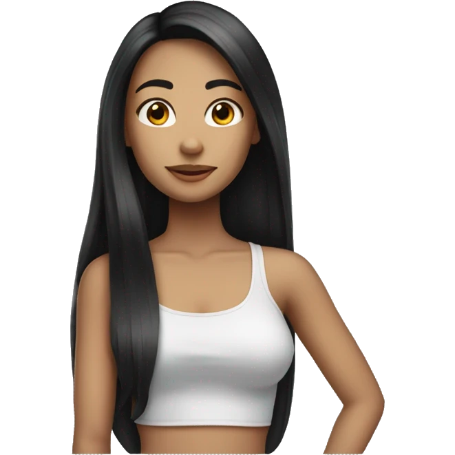 girl, long hair, front hair, black hair,  emoji