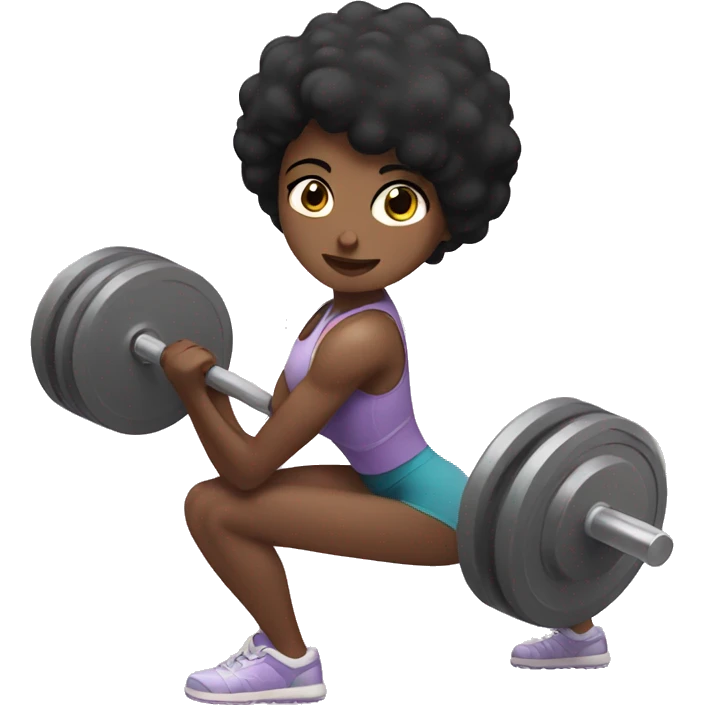 Black haired girl who is doing weight lifting emoji