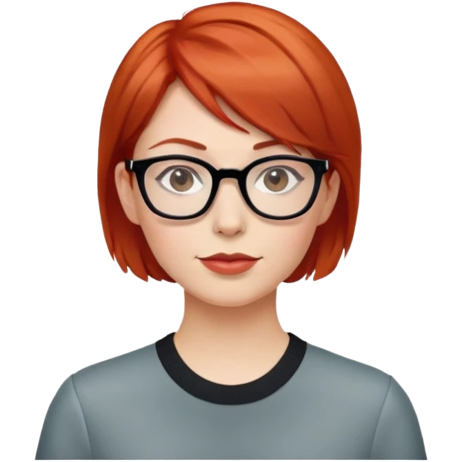 woman short red hair glasses emoji