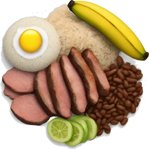A plate with meat rice plantains and beans emoji