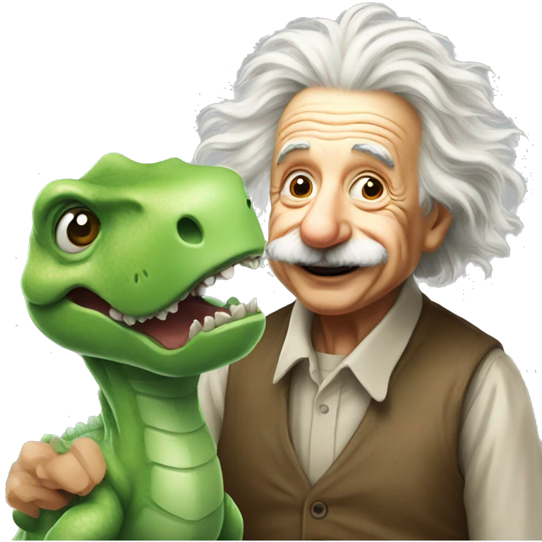 albert einstein happy with dinosour emoji