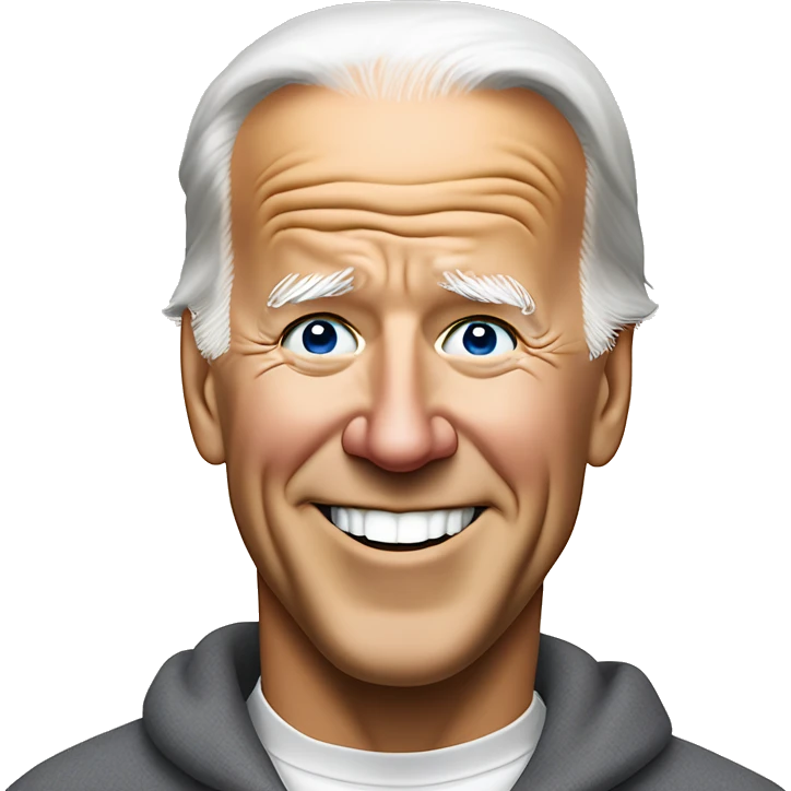 Joe Biden wearing an oversized sweatshirt that has printed on it, “I answered all the questions”.   There is a gold star above and to the right of the words sand underneath it are the words , “ good job” in cursive font.  emoji