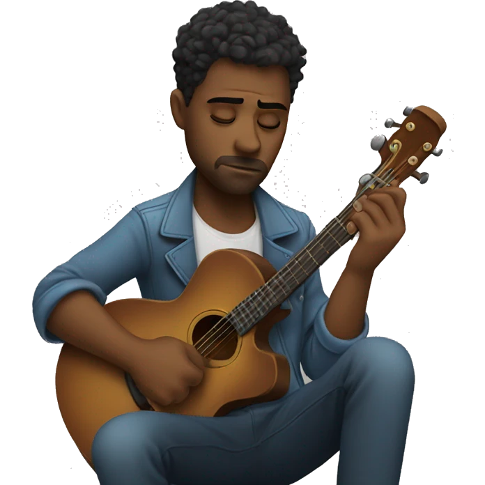 Sad musician with broken heart emoji