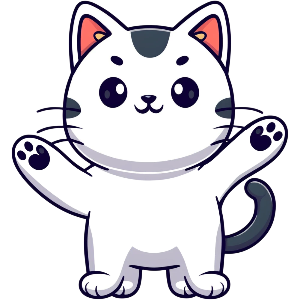 Playful cat with paws up emoji