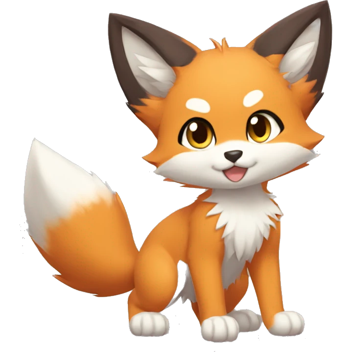 a anthro fur-sona kemono-style-chibi-style cat-fox-Fakémon-hybrid full body emoji