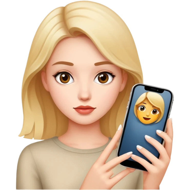 beautiful girl use iphone emoji