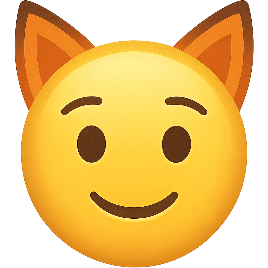 yellow face with orange fox ears, digital illustration, emoji style emoji