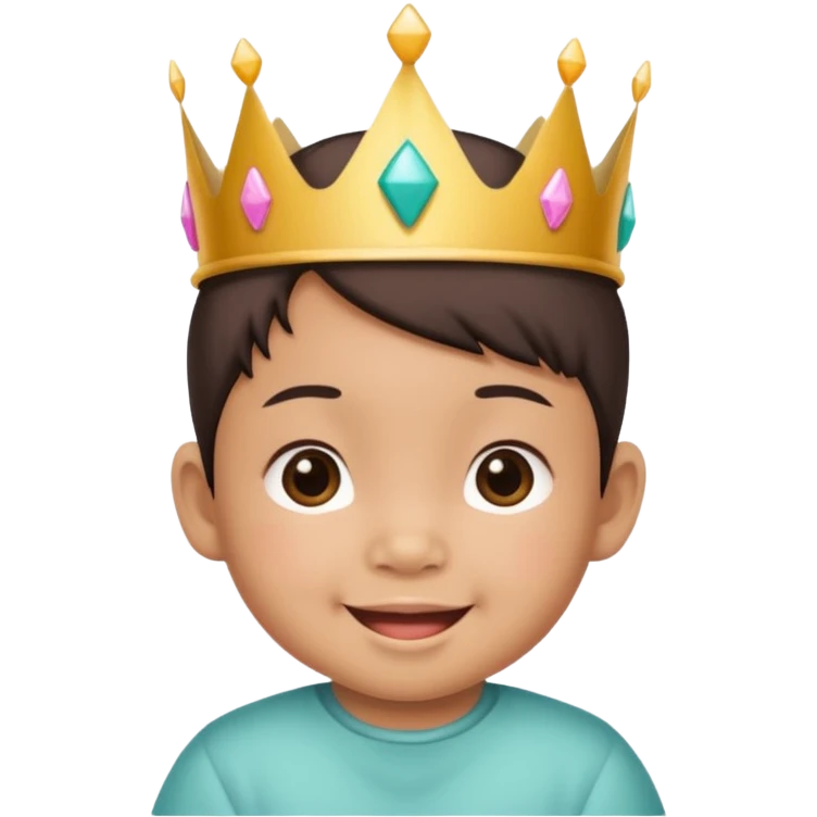 asian baby wearing birthday crown emoji