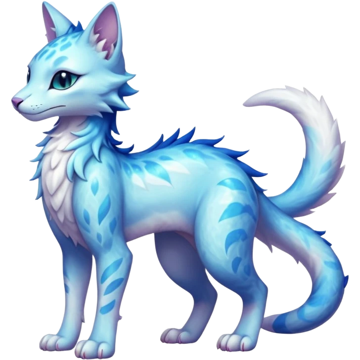 Pastel realistic divine glowing shiny glossy glittery holy cute elegant beautiful fantasy feline-vernid-sergal-fursona animal creature with a tufted tail full body with intricate markings  emoji