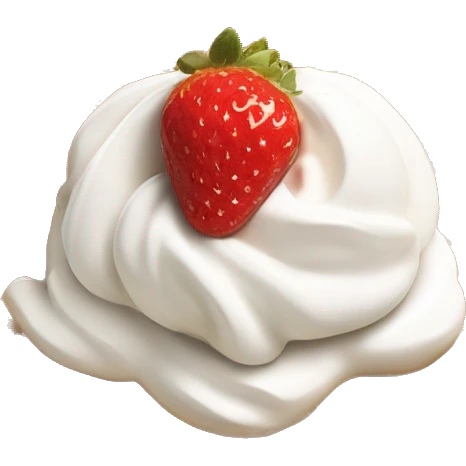 square waffle with dollop of whipped cream and one strawberries on top emoji