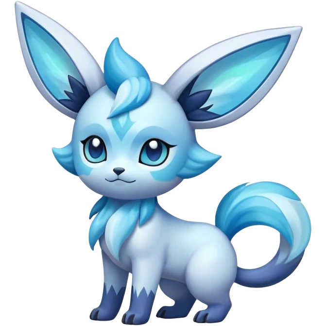 Colorful Iridescent Exotic Espurr-Aurorus-Glaceon-Fakémon-hybrid-creature (full body)  emoji