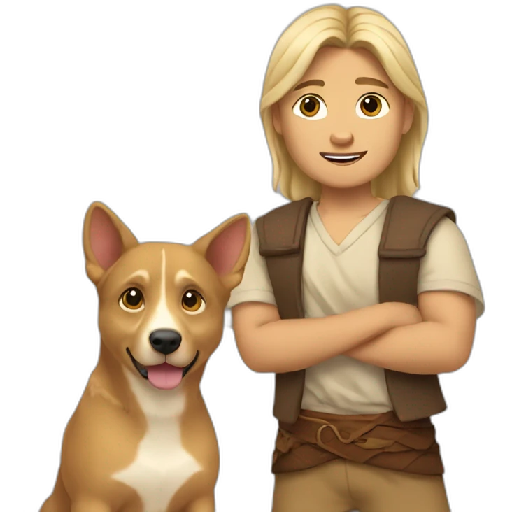 Pocahontas pets little white blonde boy called ludwig emoji