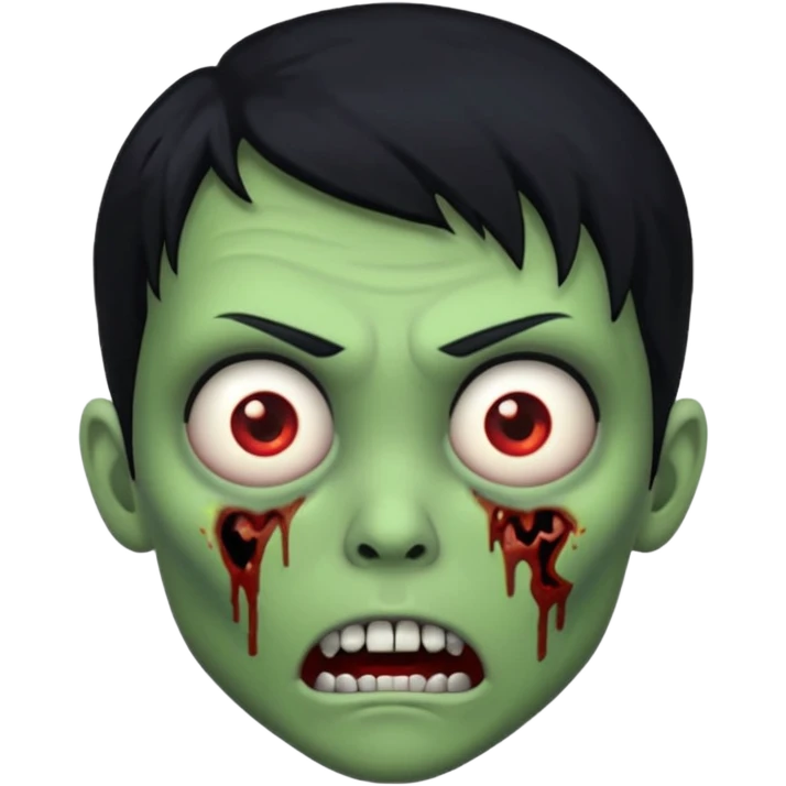 zombie verde com a  cara assustado e cabelo preto  emoji