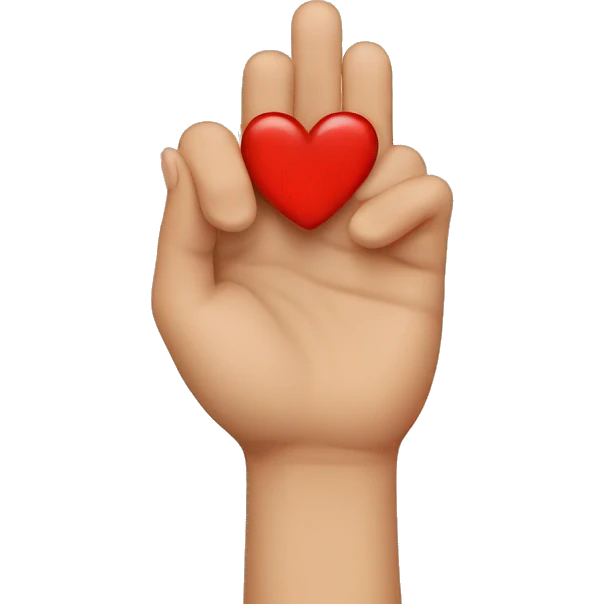 Half heart emoji by fingers emoji