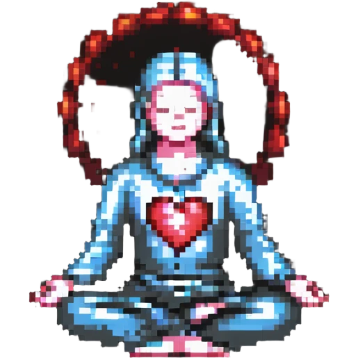 Person is meditating and his heart is glowing and shining emoji