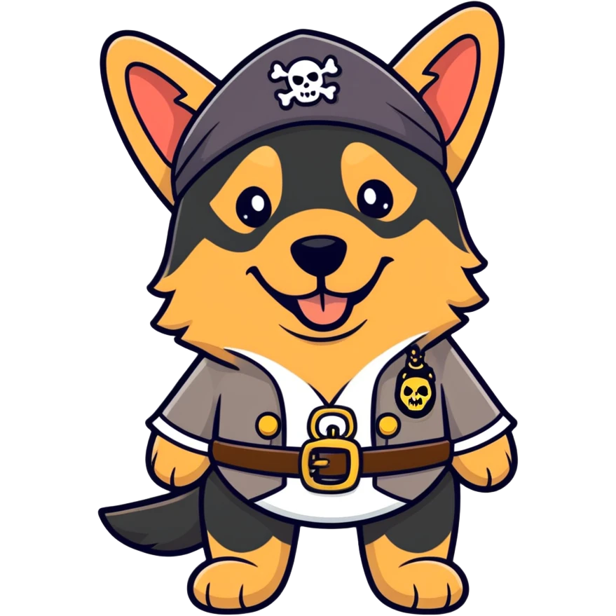 German shepherd usando fantasia de pirata  emoji