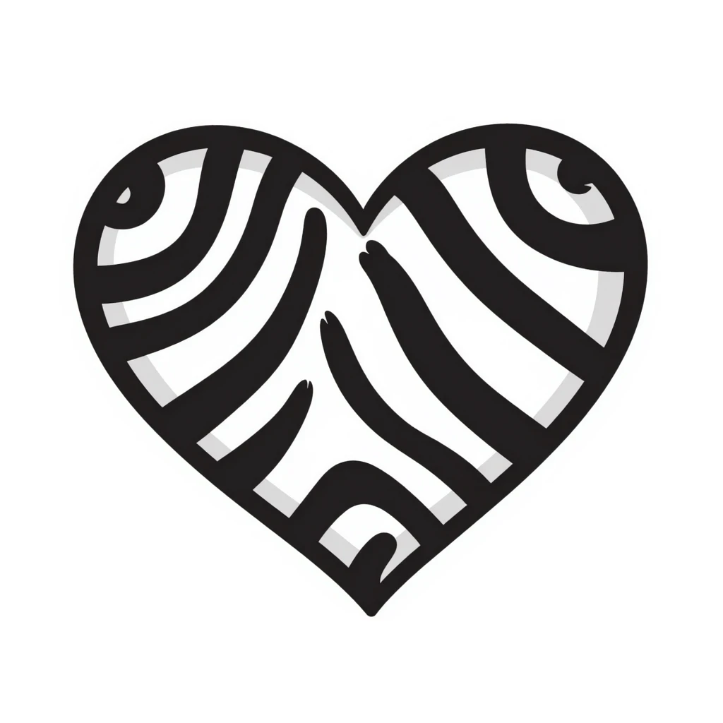 zebra print heart emoji
