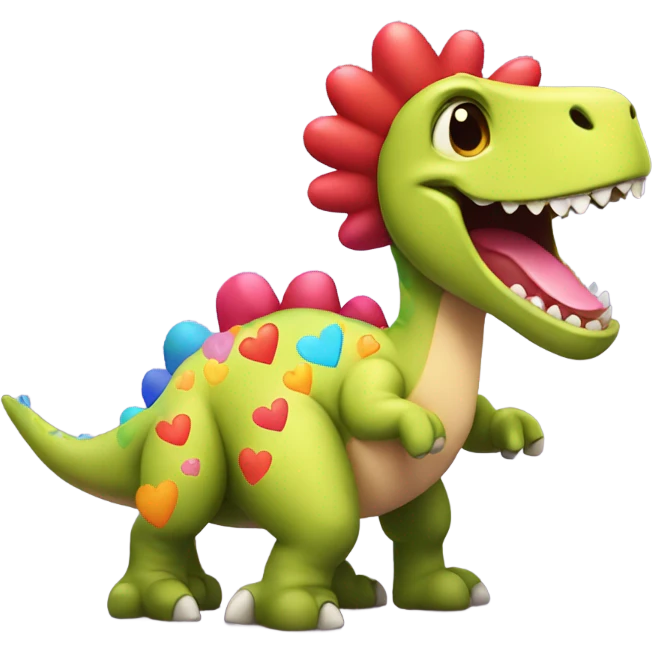 Dinosaur with hearts emoji