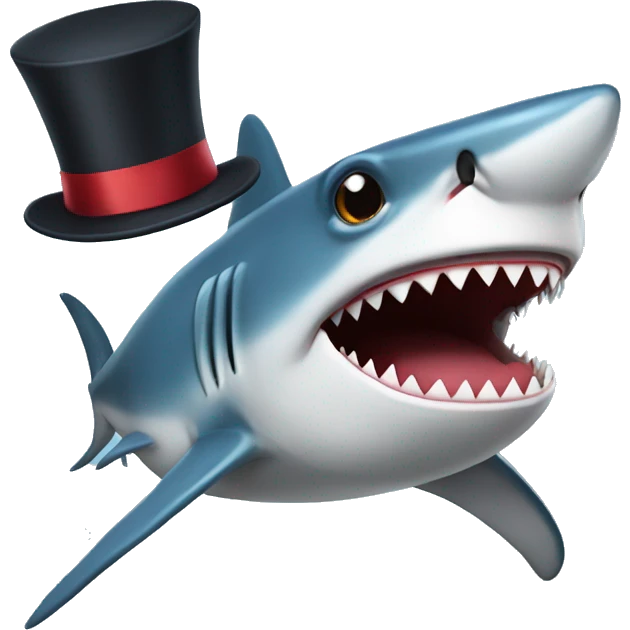 Shark with a top hat emoji