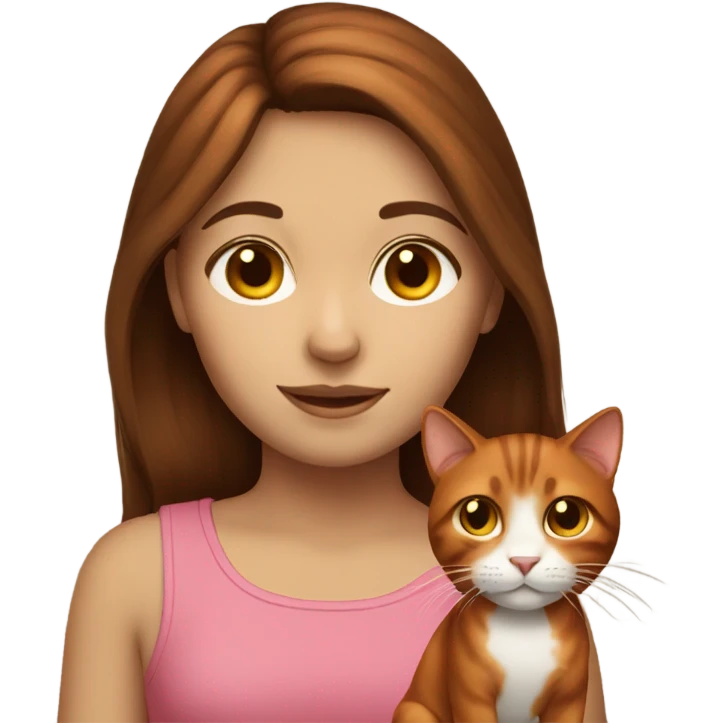 Brown Hair girl with red cat emoji