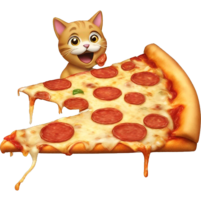 Un gato comiendo una pizza emoji