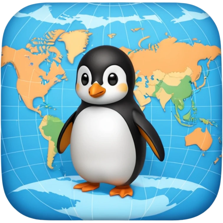 Pinguin auf Weltkarte emoji