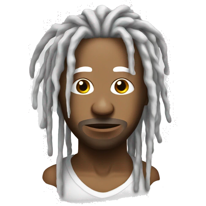 Create a  man with dreads that has white goey paint dripping all over him  emoji