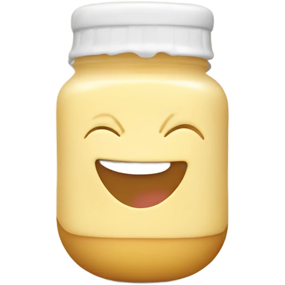Smiling emoji with mayonnaise on top of it, blushing satisfied emoji