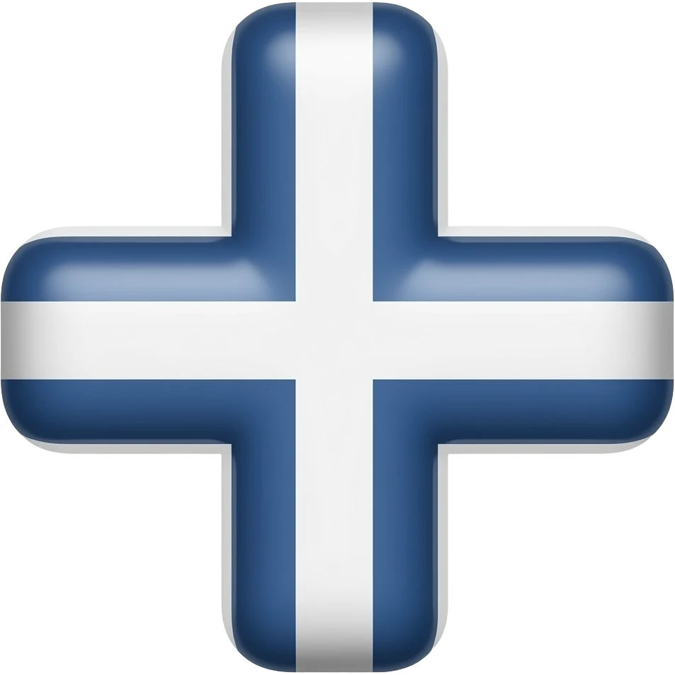 Dark blue and white horizontal striped cross emoji