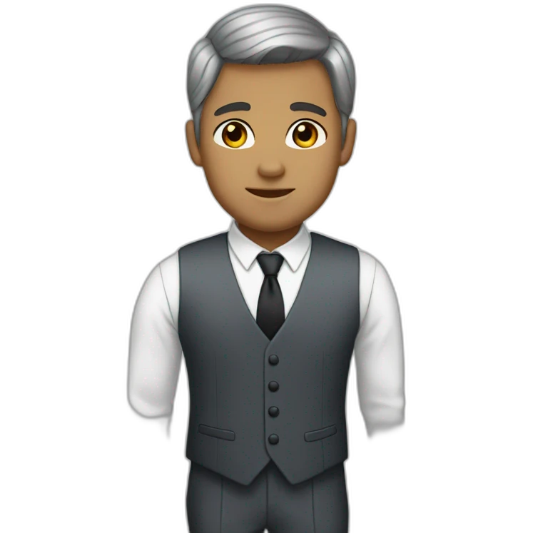 white jehovahs witmess with black gray very short hair blue bow tie emoji