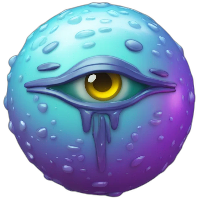 3d sphere with a cartoon Slime skin texture with Eye of Horus emoji