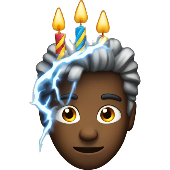 Guy birthday with dark and thunder lightning above his head emoji