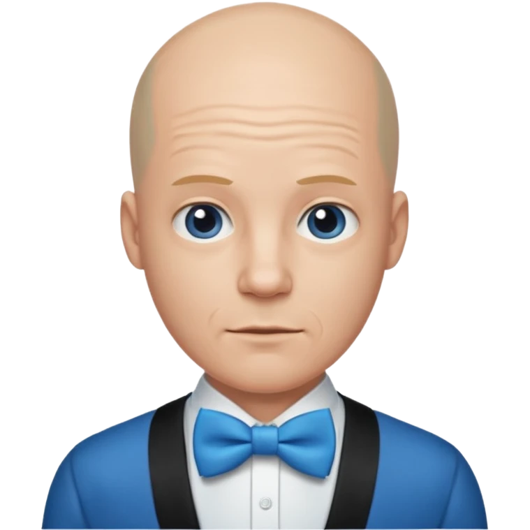 Bald with blue bow tie, Face change emoji