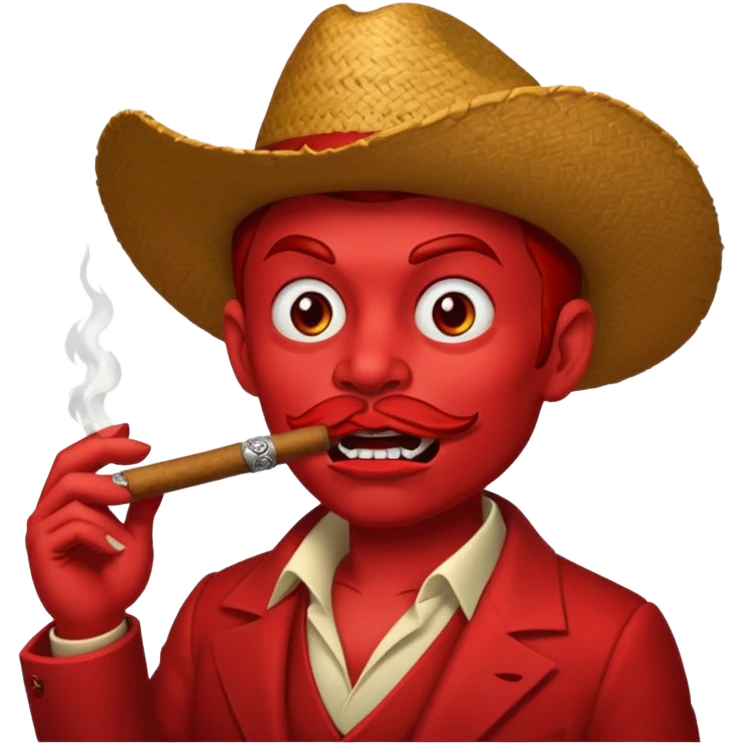 Diablito de cara roja con un cigarro pero el cigarro en la boca y menos humanoide emoji