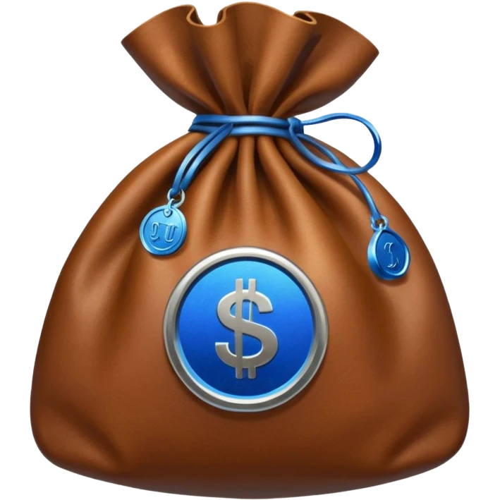 brown money bag with a blue coin  emoji