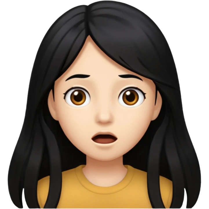Me with long black hair surprised  emoji