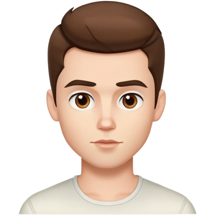 pretty handsome bratz man, short brown hair, brown eyes, pale skin, defined jawline emoji