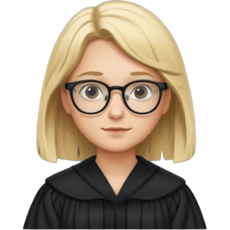 Young judge, blonde hair with glasses and robe emoji
