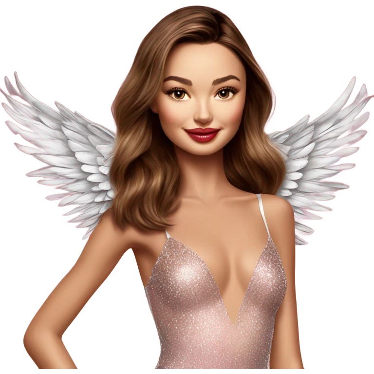 Miranda Kerr  on a runway victoria secret  angel wings emoji