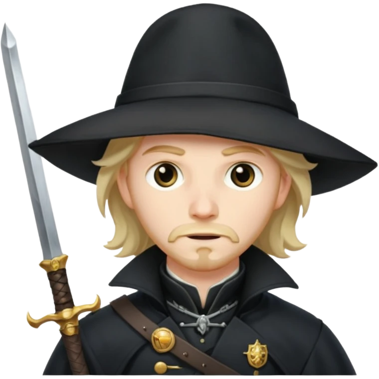Athos, musketeer in black trench coat emoji