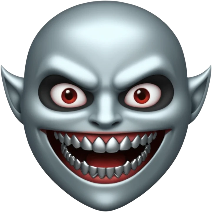 metallic teeth with sharp fangs, chrome texture, dark shadows emoji